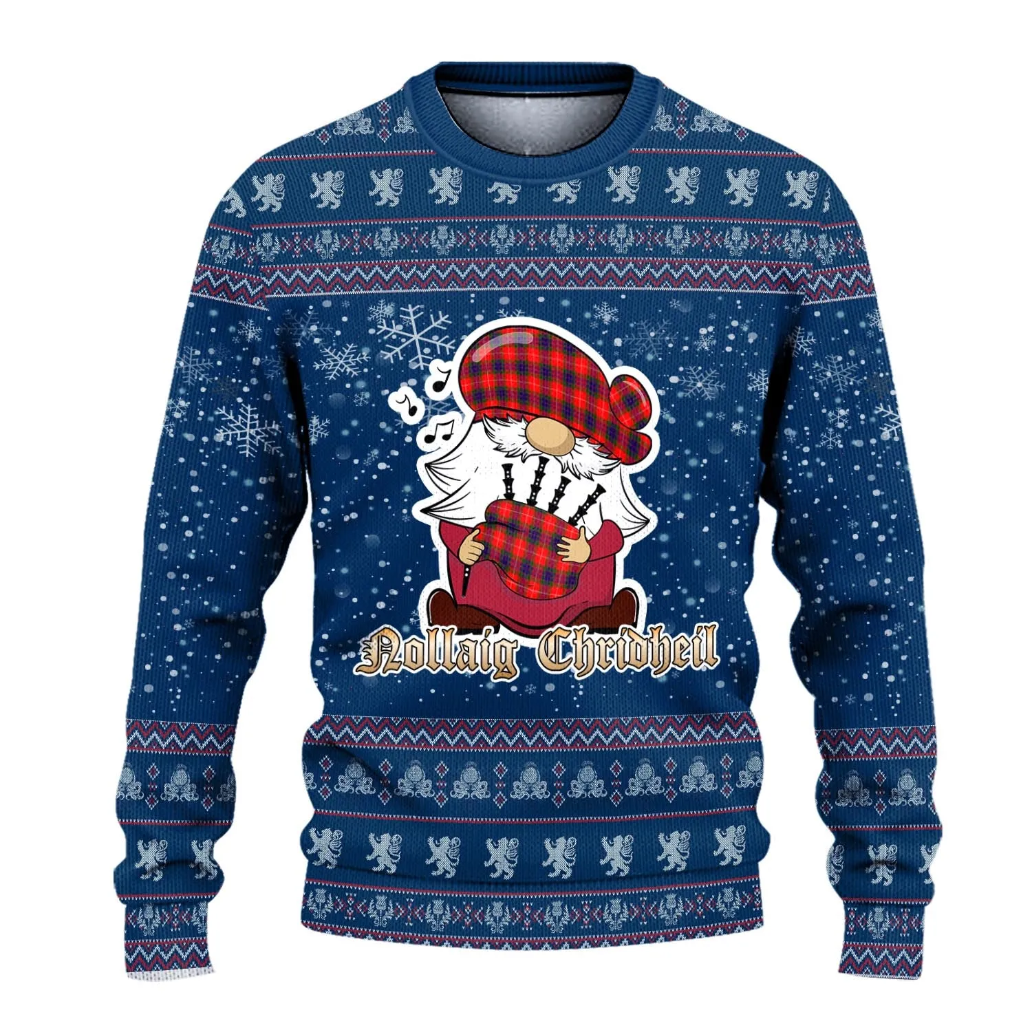 Abernethy Clan Christmas Family Ugly Sweater with Funny Gnome Playing Bagpipes