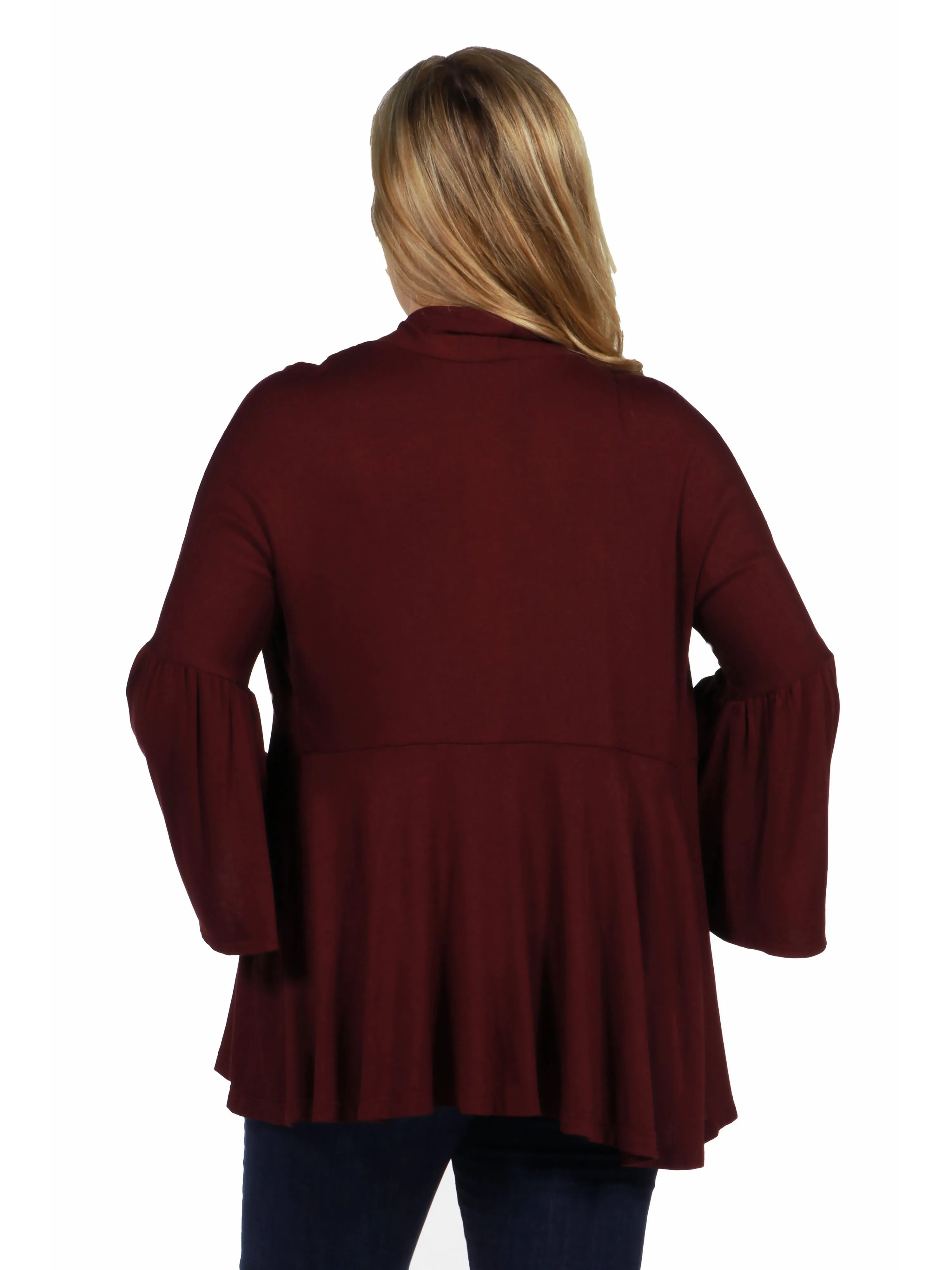 Bell Sleeve Flared Open Front Maternity Cardigan