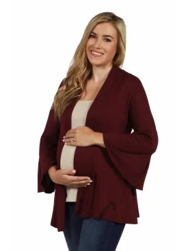 Bell Sleeve Flared Open Front Maternity Cardigan