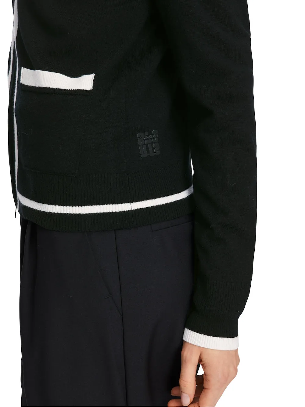 Black & White Collared Zip Cardigan