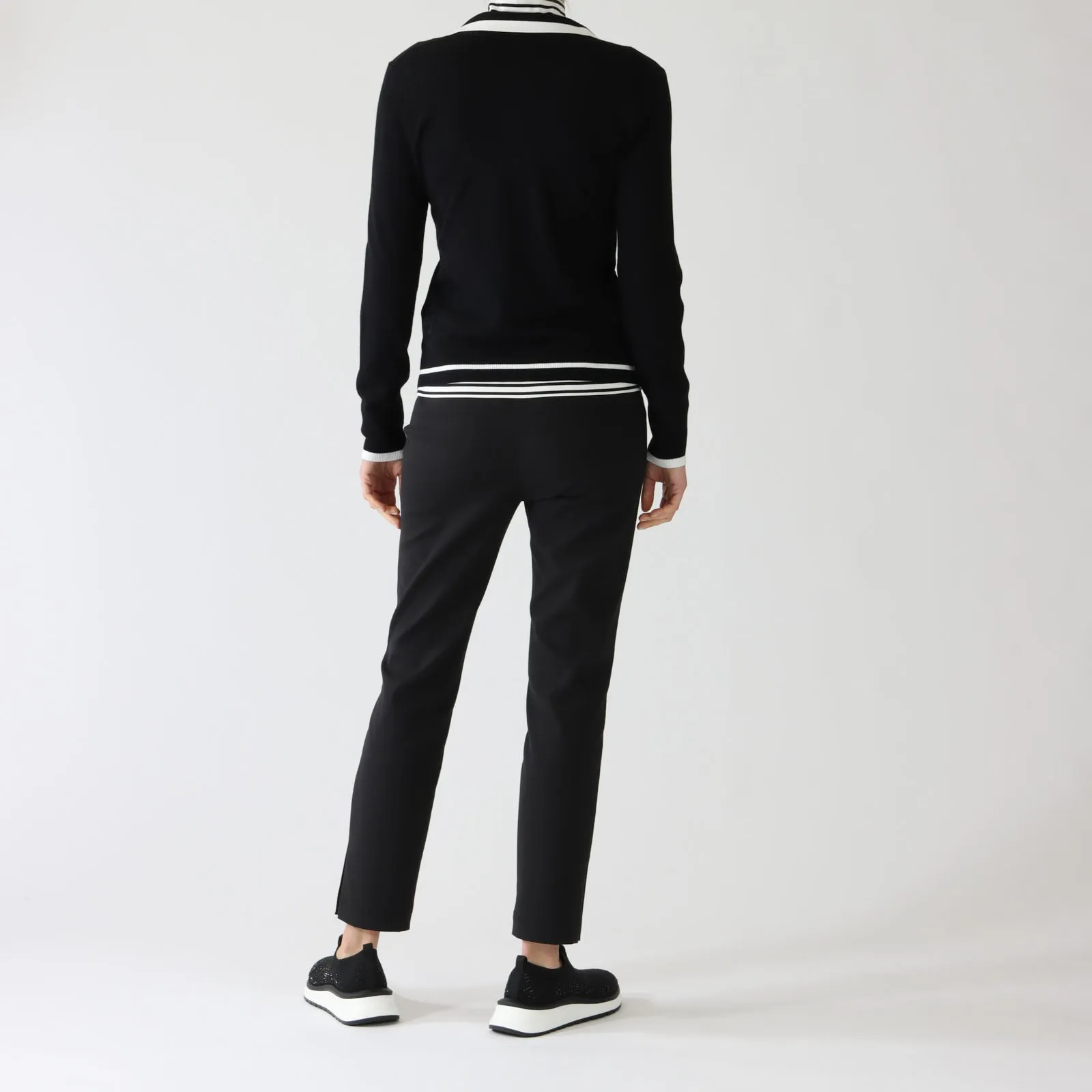 Black & White Collared Zip Cardigan