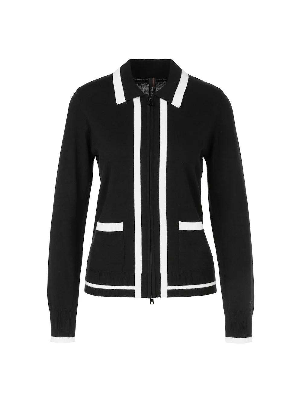 Black & White Collared Zip Cardigan