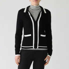 Black & White Collared Zip Cardigan