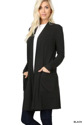 Black Slouchy Pocket Open Cardigan