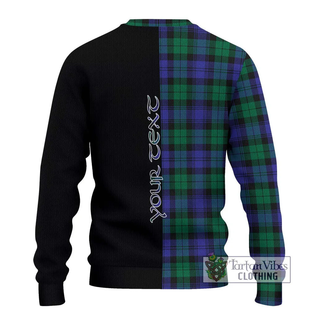 Black Watch Modern Tartan Ugly Sweater with Family Crest and Half Of Me Style