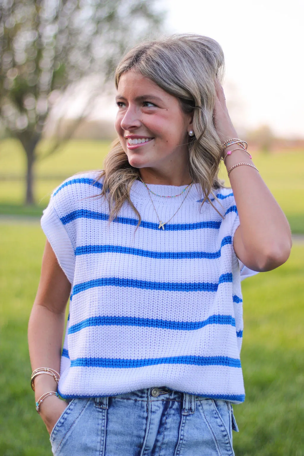 Blue & White Stripe Sweater