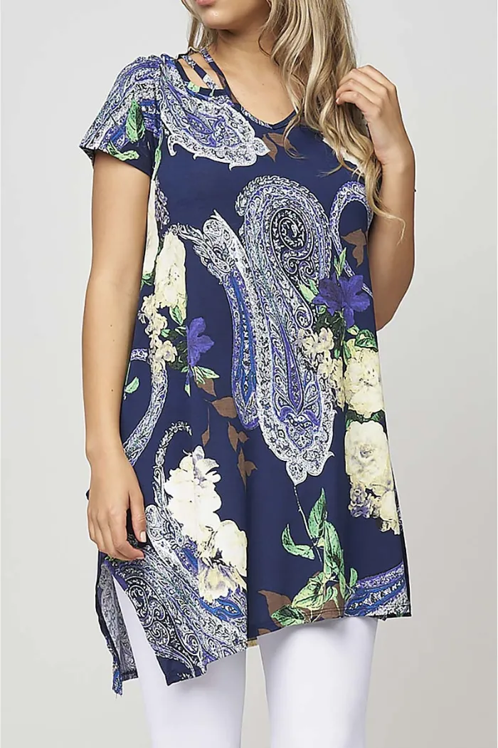 Blue floral paisley tunic