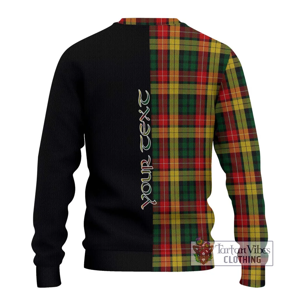 Buchanan Tartan Ugly Sweater with Family Crest and Half Of Me Style