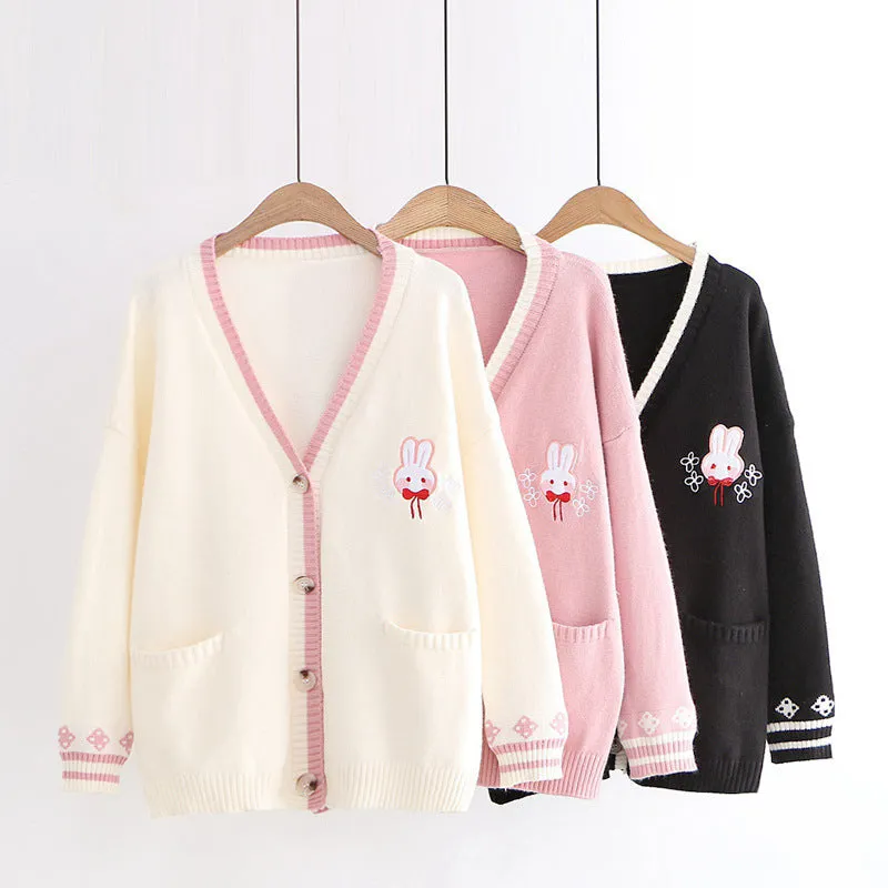 Bunny Embroidered Cardigan