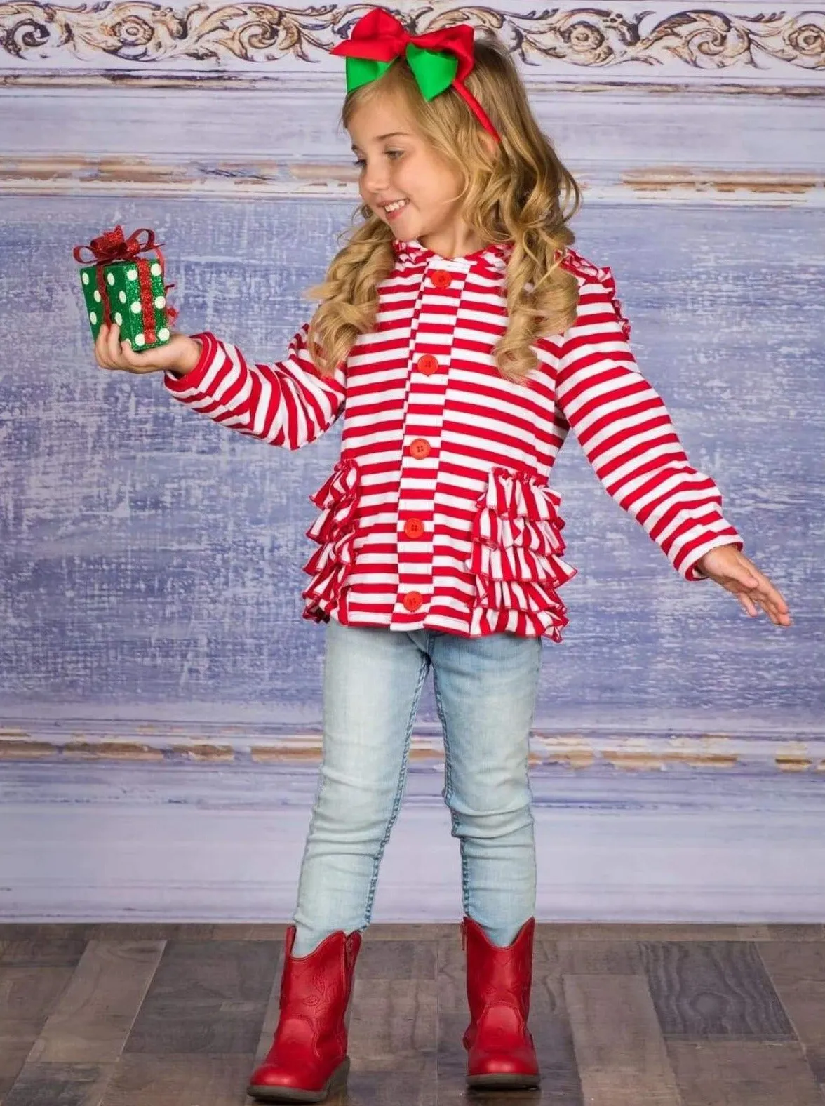 Candy Cane Kisses Hoodie Cardigan