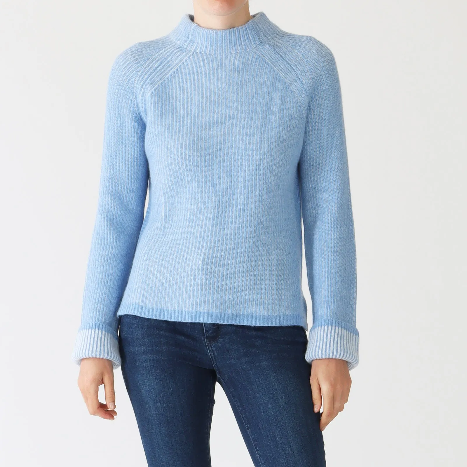 Celeste Como Plaited Rib Funnel Cashmere Sweater