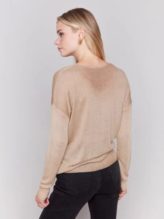 Charlie B C2695 Snow Wash V-neck Sweater