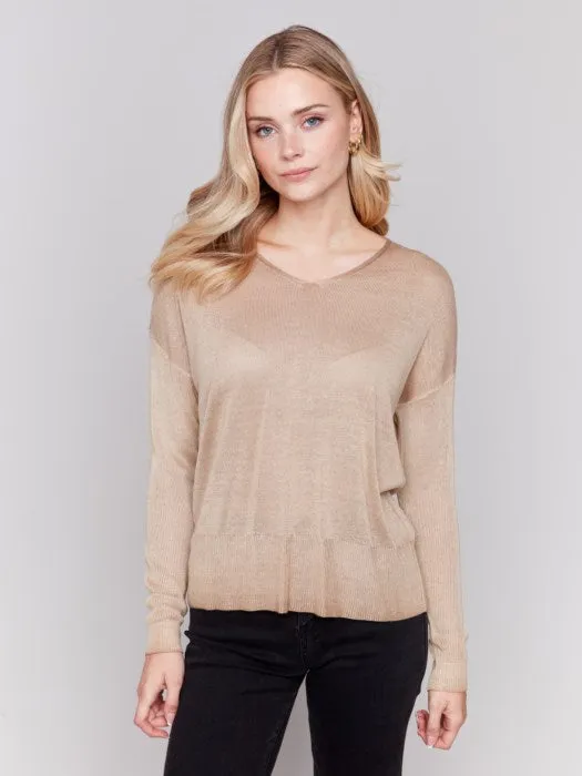 Charlie B C2695 Snow Wash V-neck Sweater