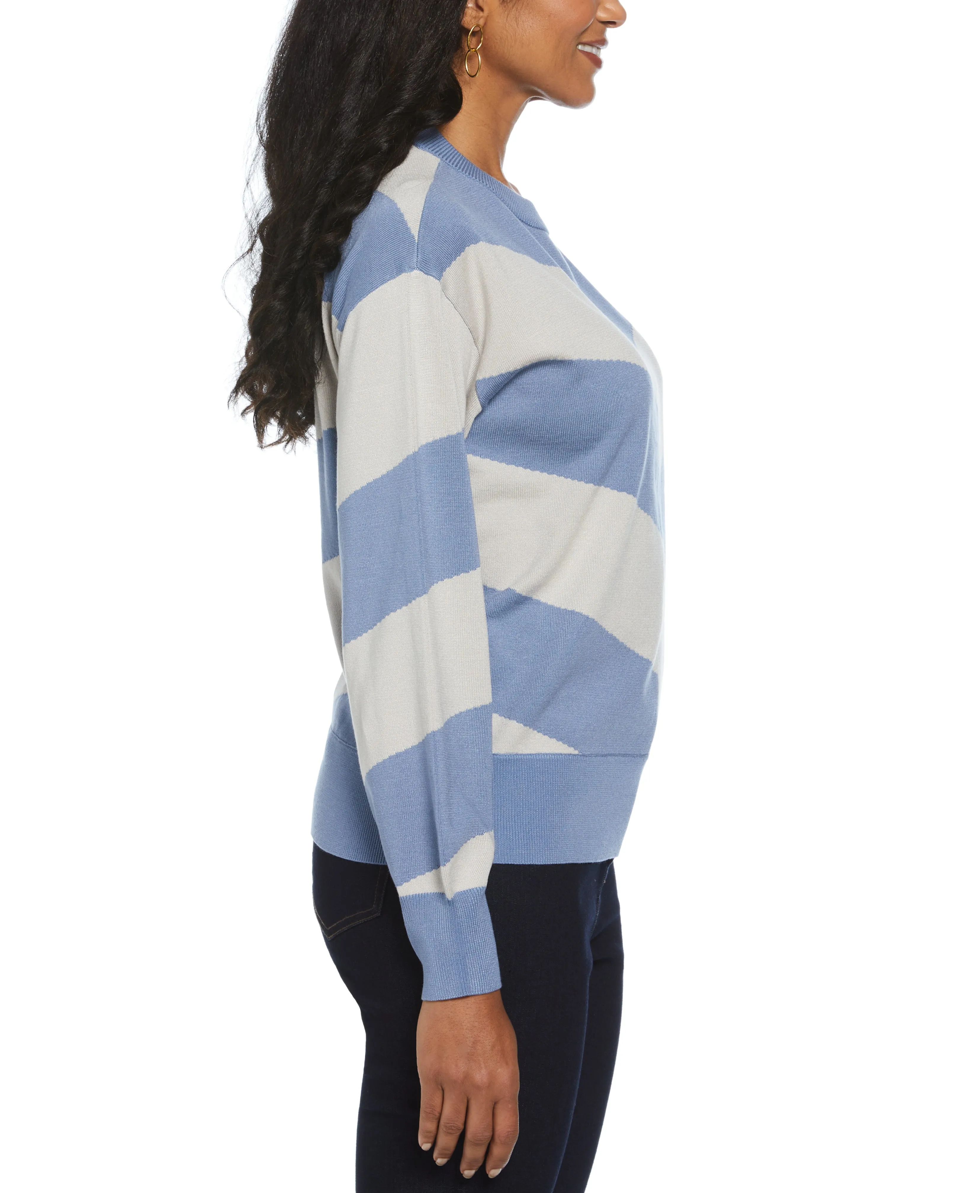 Chevron Crew Neck Easy Sweater