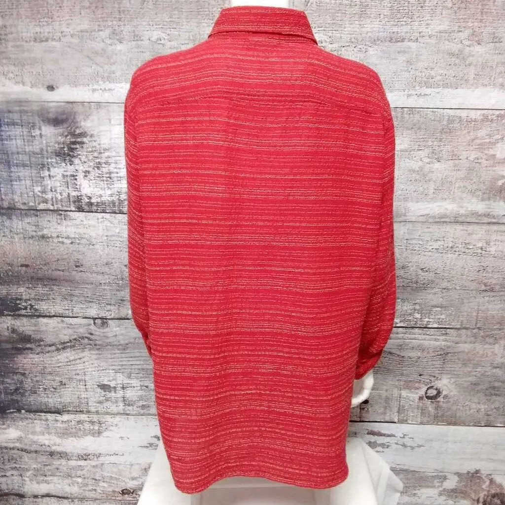 CHICOS RED BUTTON UP TOP SIZE 2 TCC