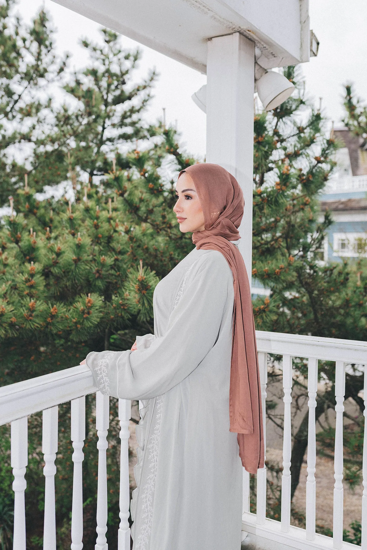 Dina Embroidery Abaya Set- Sage