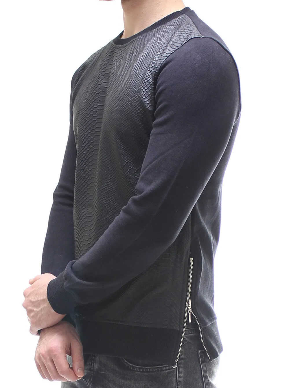 E1 Men Stylish Reptile Sweater - Black