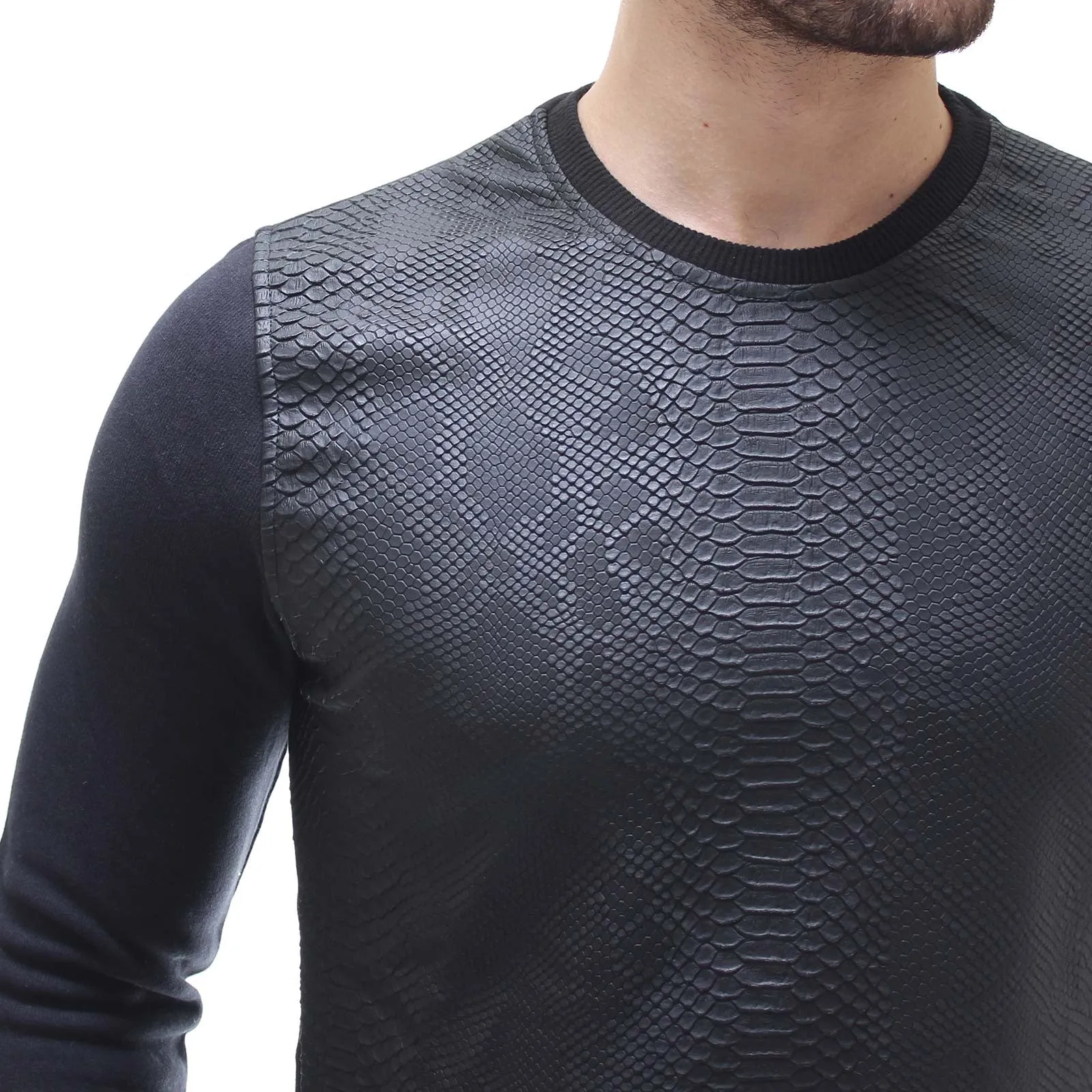 E1 Men Stylish Reptile Sweater - Black