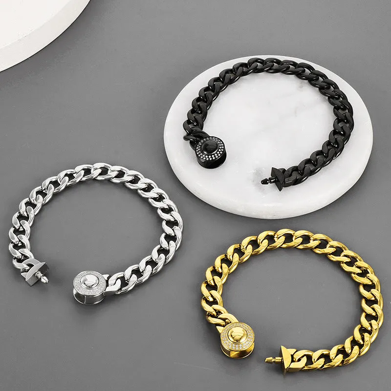 Electroplated Glossy 10mm Hip-Hop Style CNC Zircon-encrusted Stainless Steel NK Chain Necklace for Men