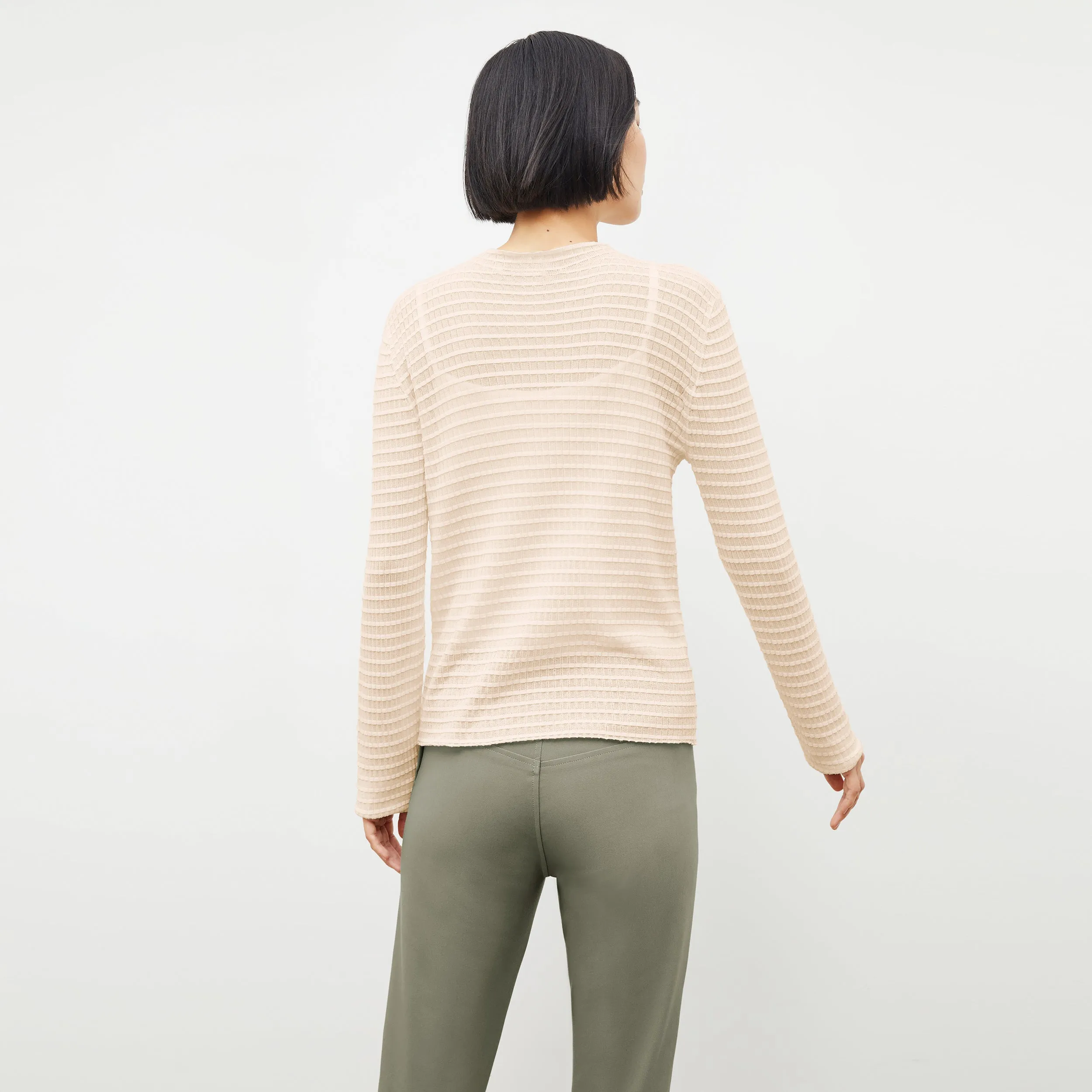 Emerson Cardigan - Airy Stripe Knit :: Meringue