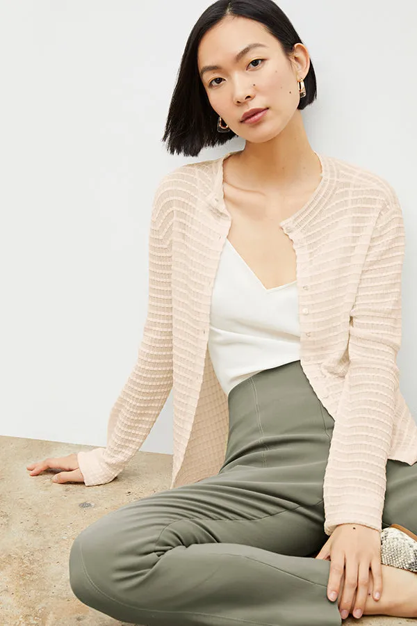 Emerson Cardigan - Airy Stripe Knit :: Meringue