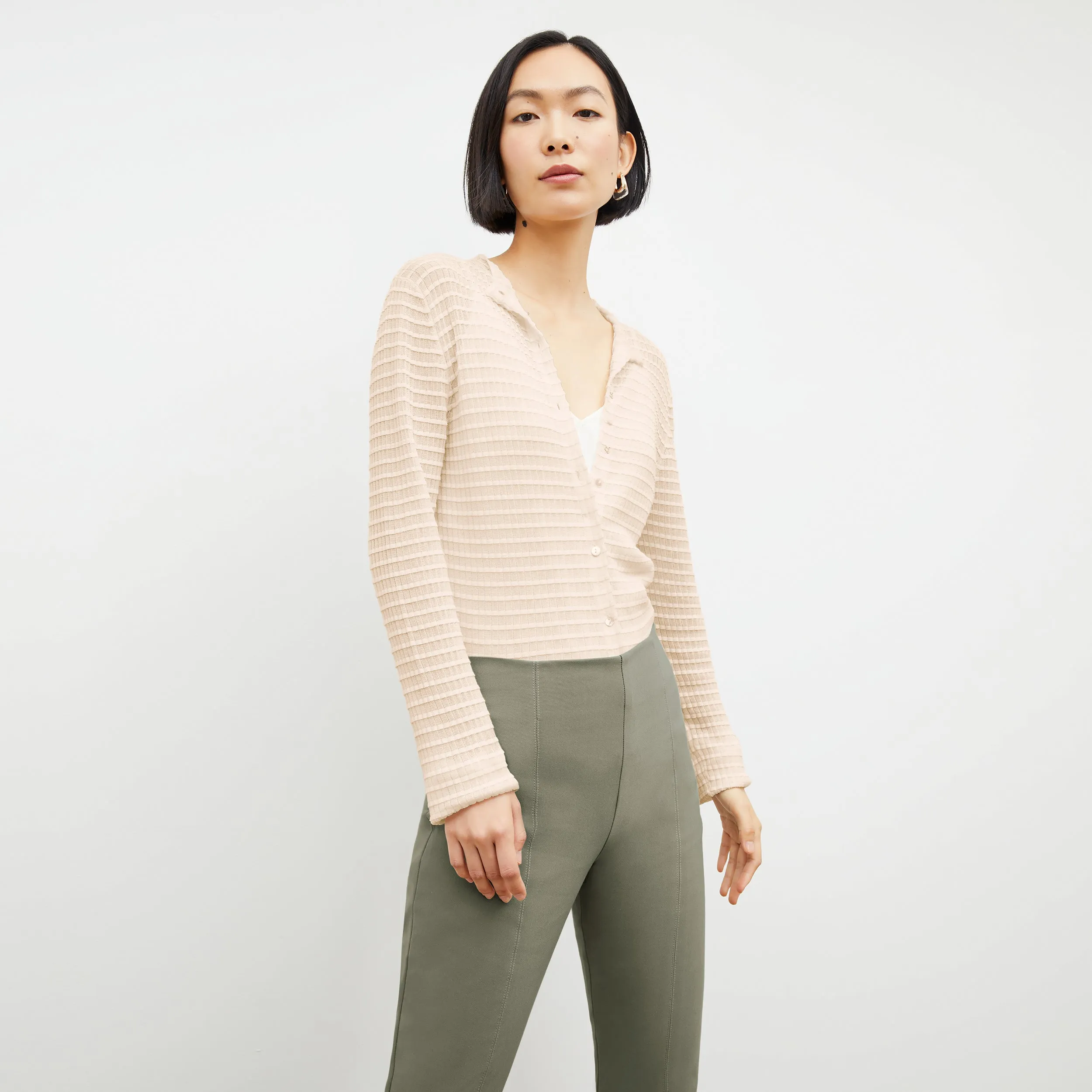 Emerson Cardigan - Airy Stripe Knit :: Meringue