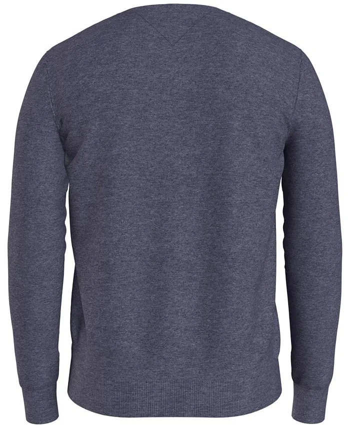 Essential Tommy Hilfiger Men's Solid V-Neck Sweater, Blue