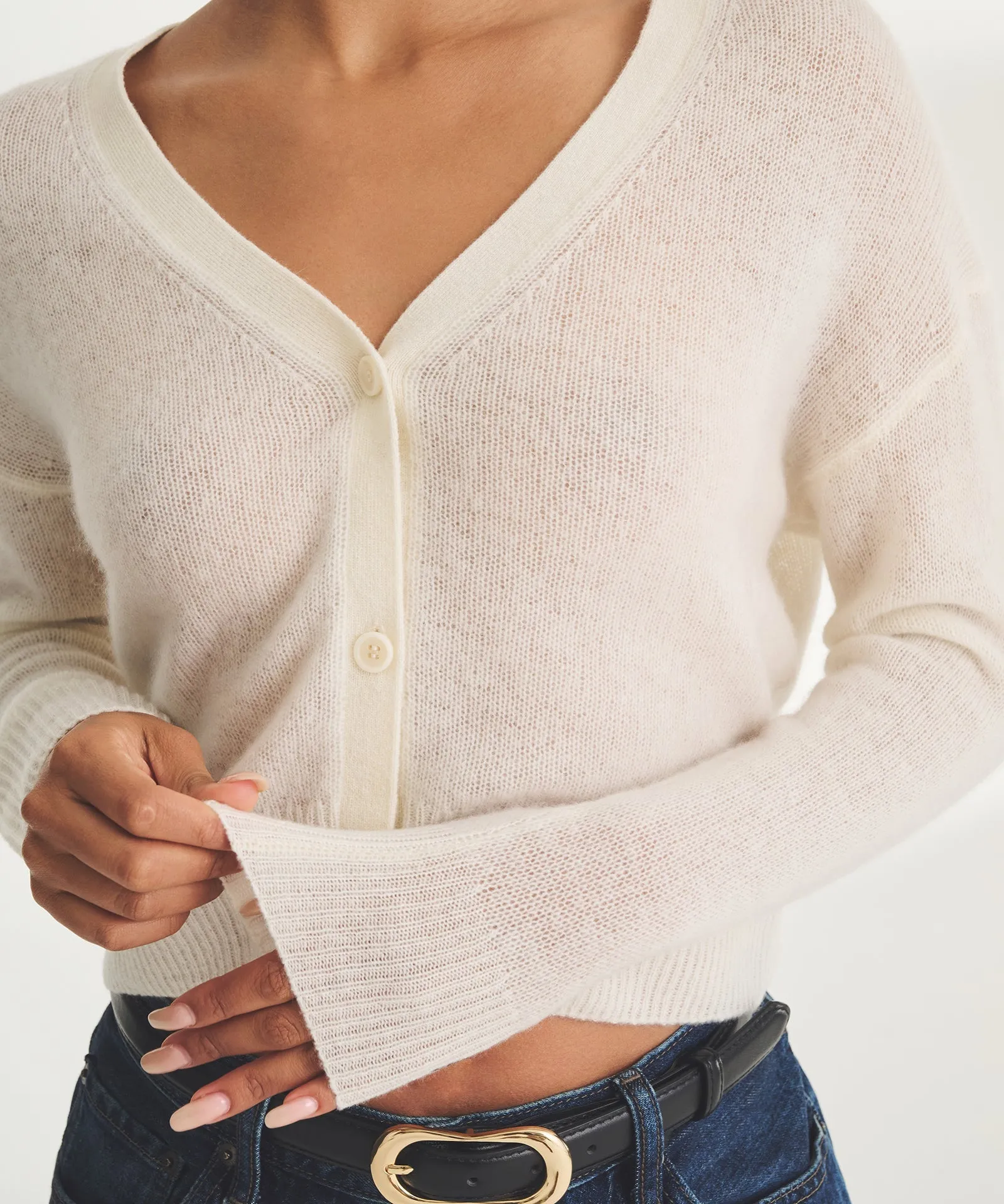 Featherweight Cashmere Cropped Cardigan