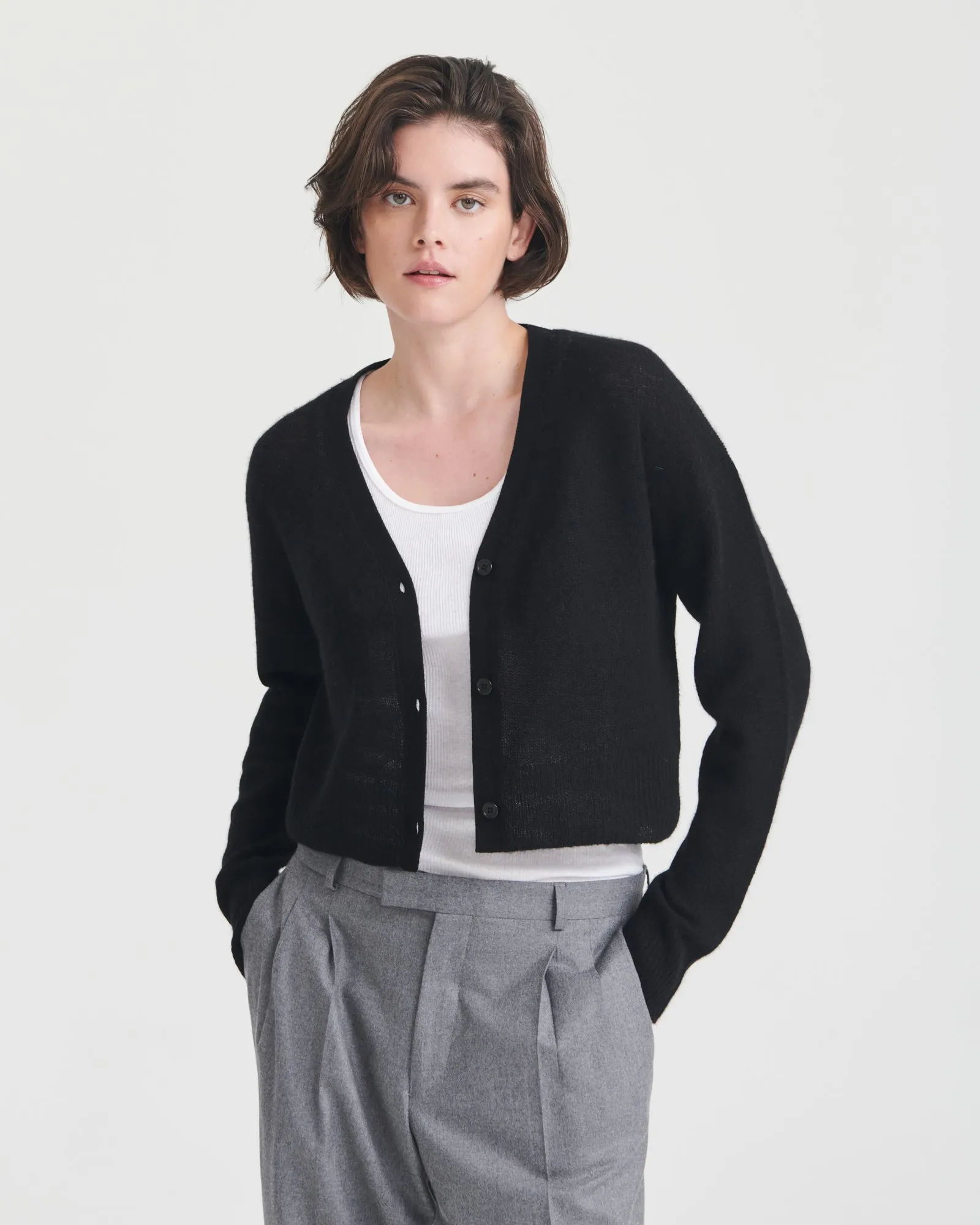 Featherweight Cashmere Cropped Cardigan