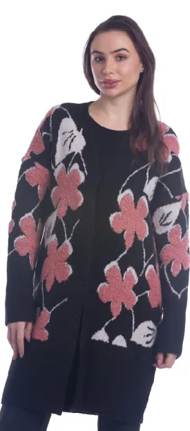 Floral Fuzzy Long Cardigan