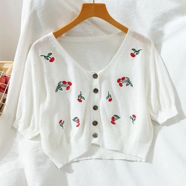 Floral Knitted Crop Cardigan