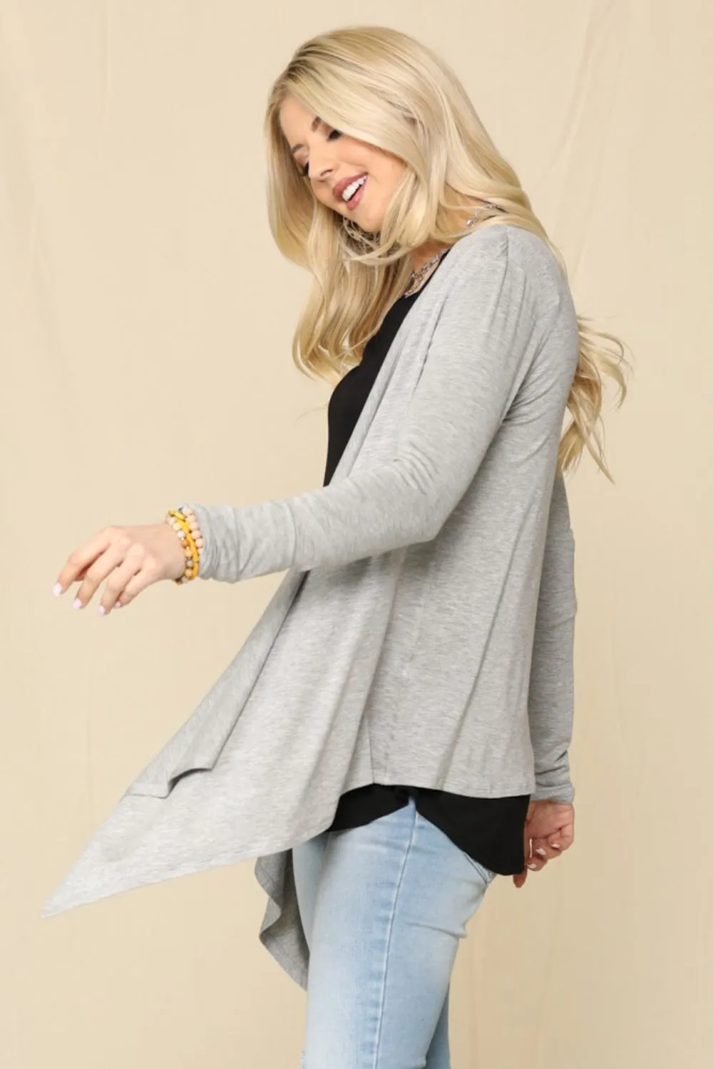 Full Size Open Front Knit Cardigan