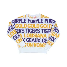 GAMEDAY GRAFFITI Purple Gold Louisiana Sweater