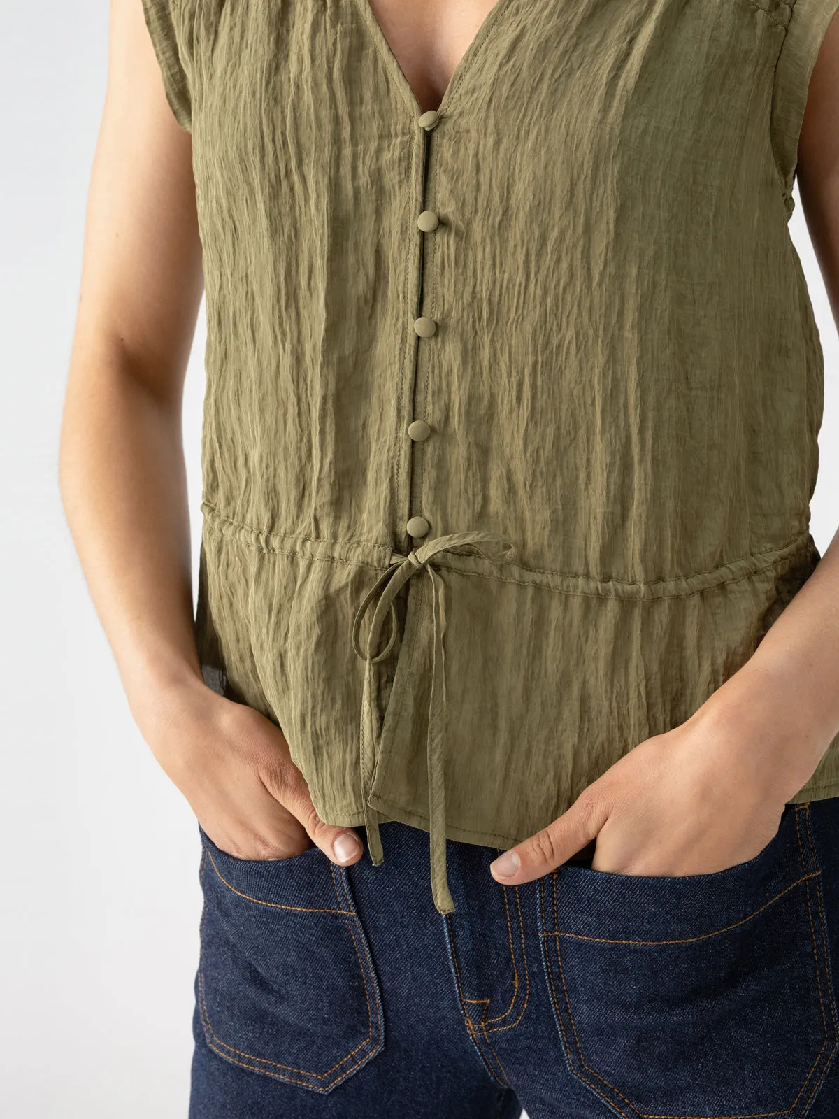 Gathered Shell Blouse Burnt Olive