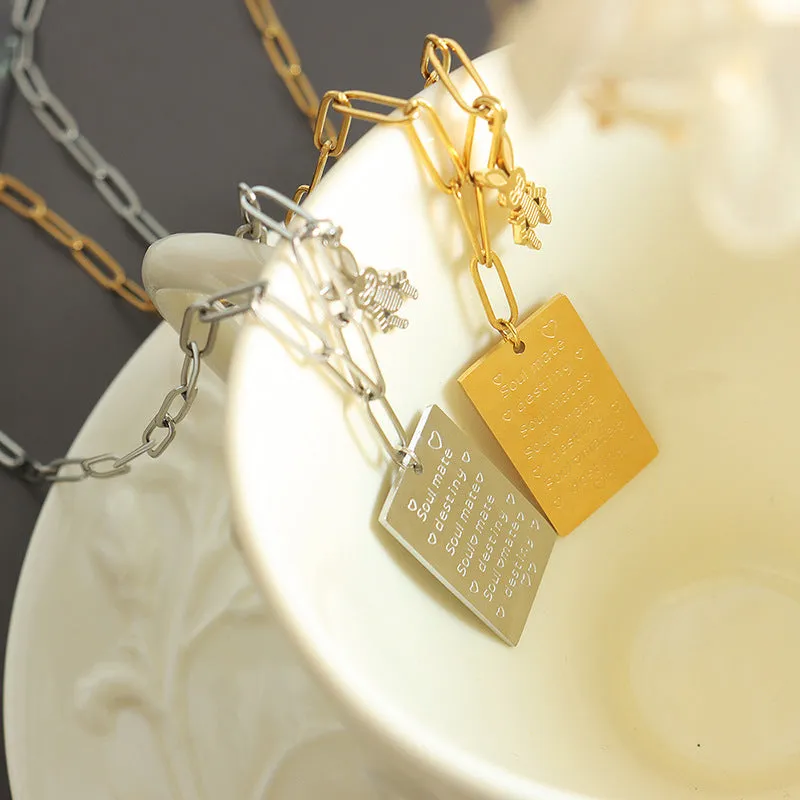 Golden Rabbit Love Letter Necklace crafted in Titanium Steel - Stylish Sweater Chain