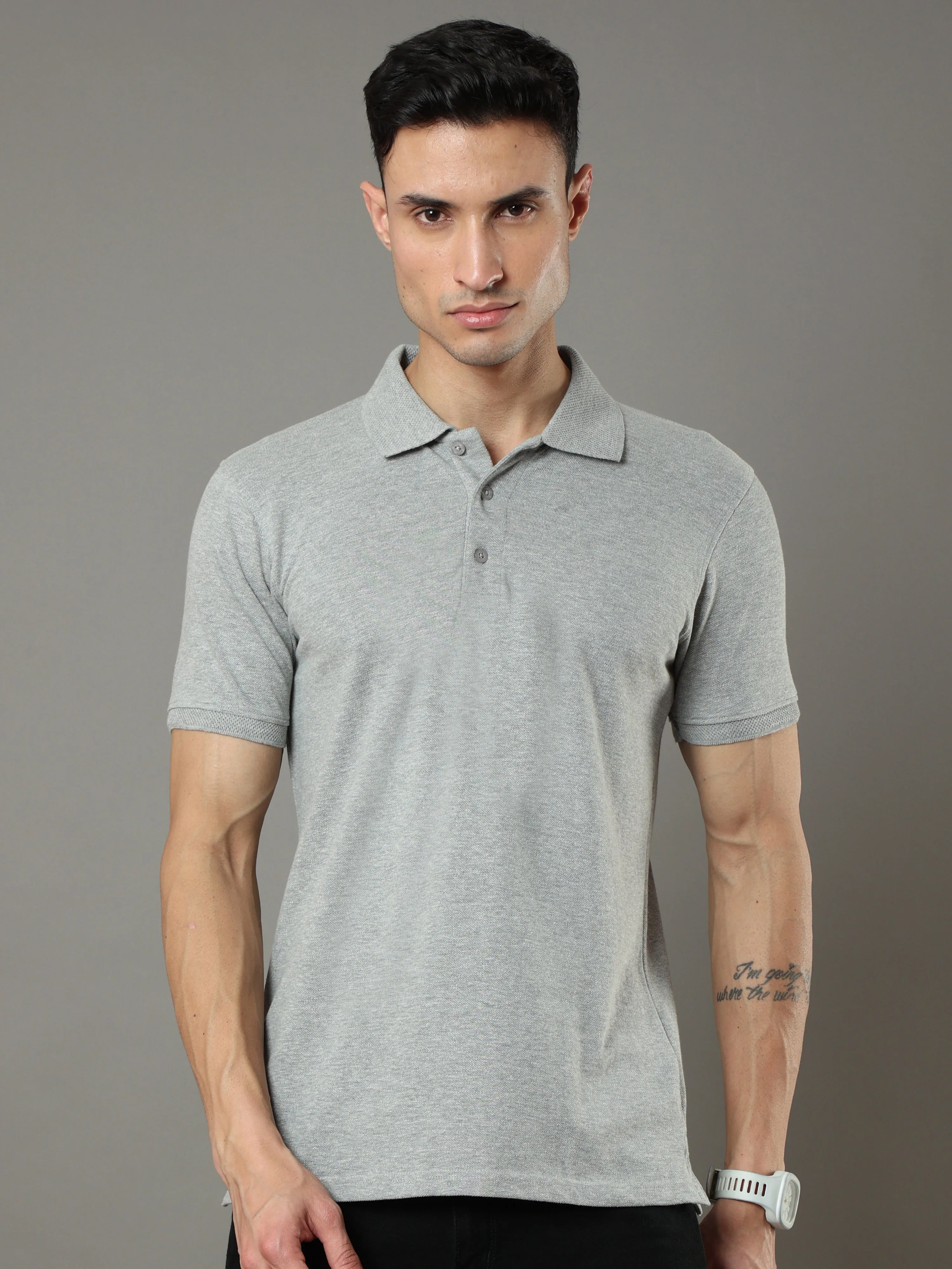 Grey Milange Polo Shirt