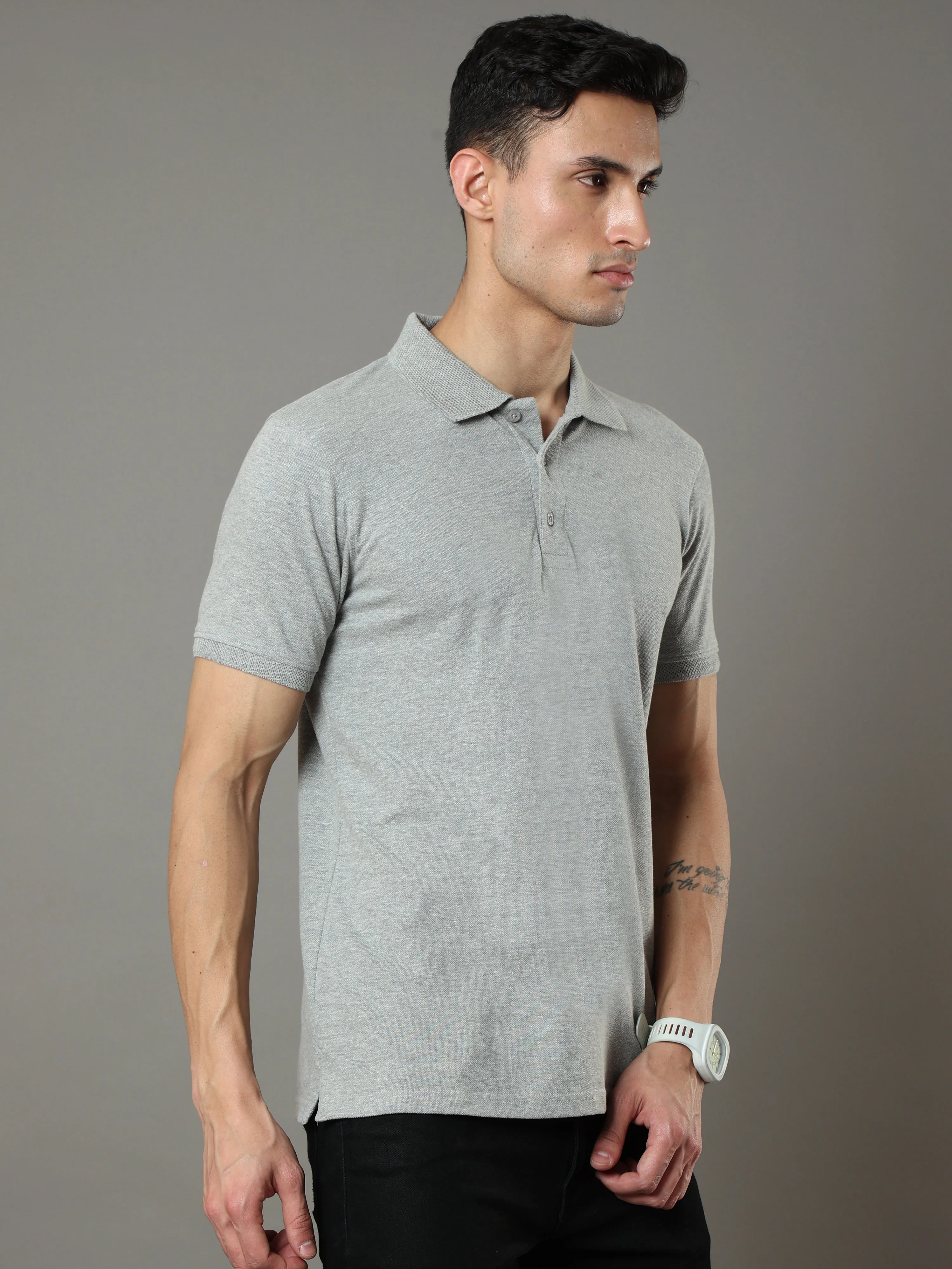 Grey Milange Polo Shirt