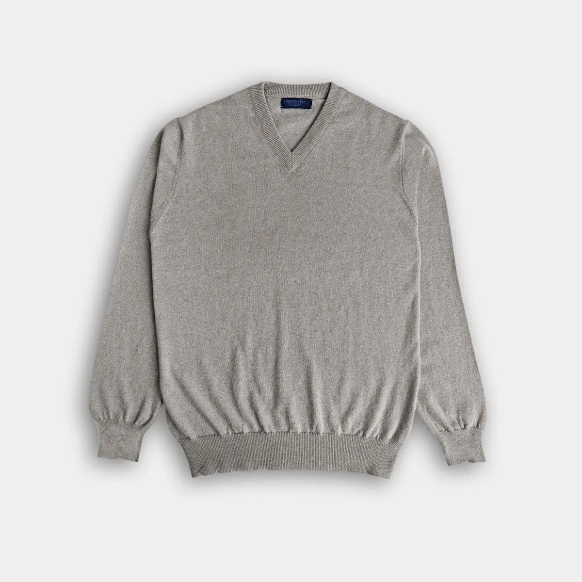 Grey V-Neck Cashmere Sweater