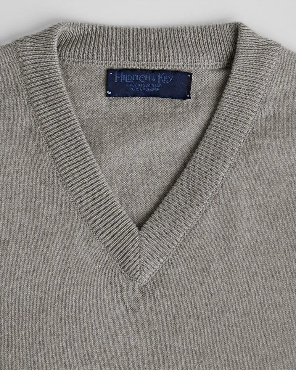 Grey V-Neck Cashmere Sweater