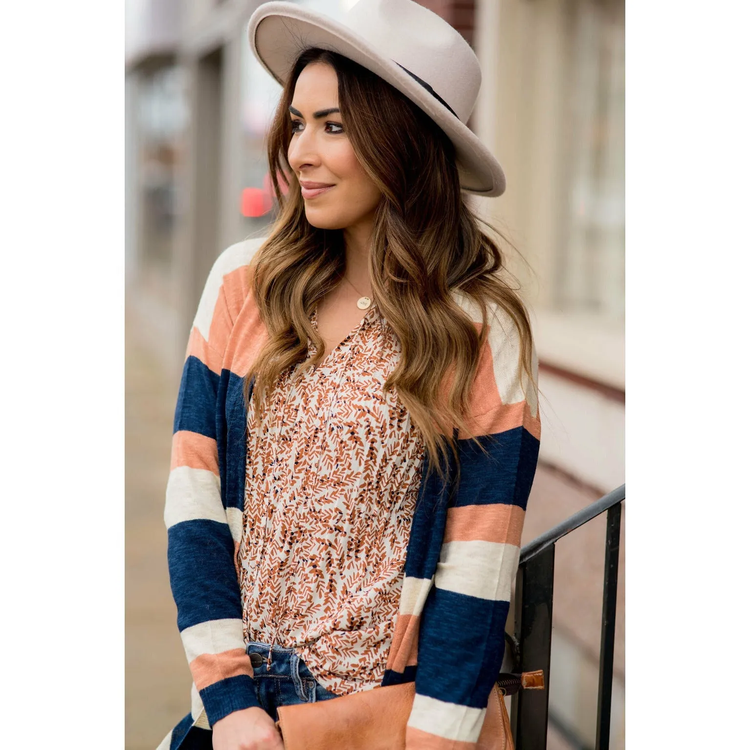 Heathered Striped Tissue Tunic Cardigan