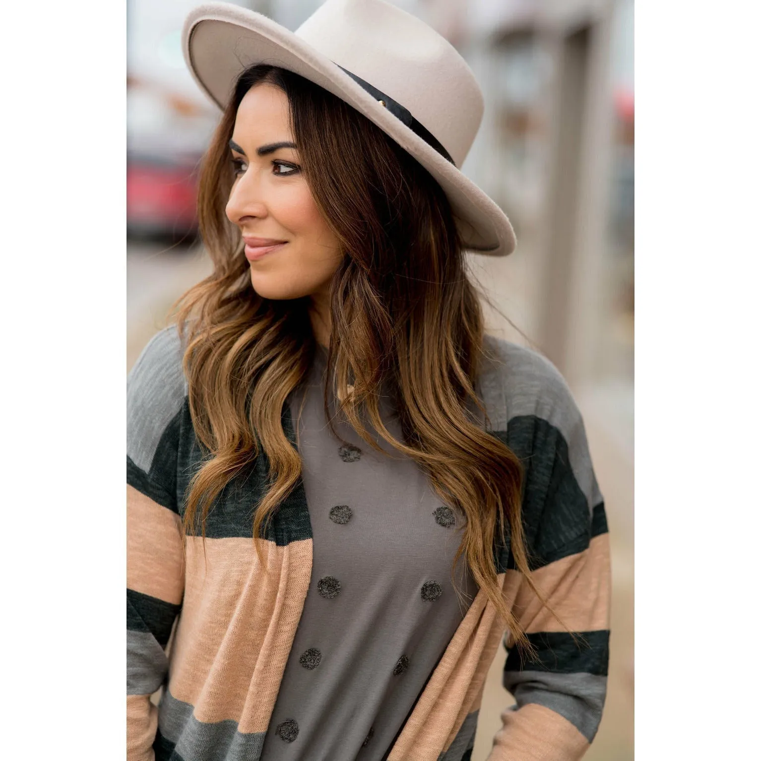 Heathered Striped Tissue Tunic Cardigan