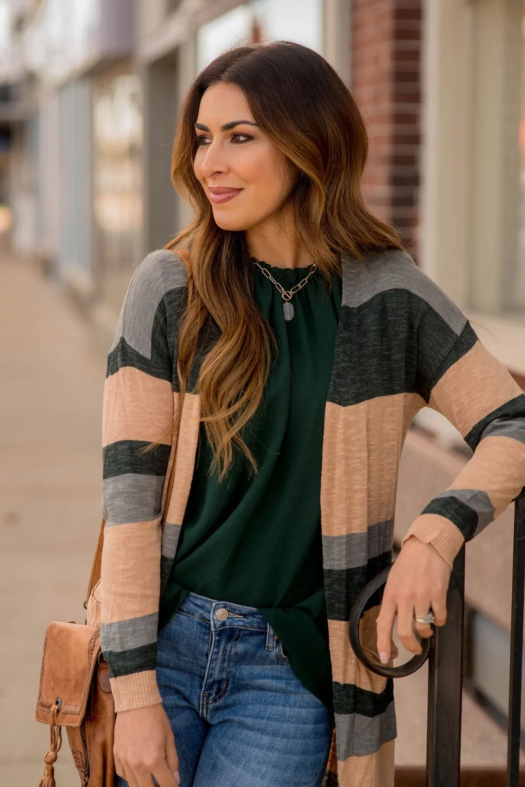 Heathered Striped Tissue Tunic Cardigan