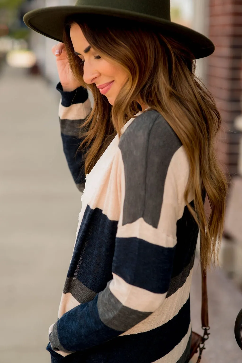 Heathered Striped Tissue Tunic Cardigan