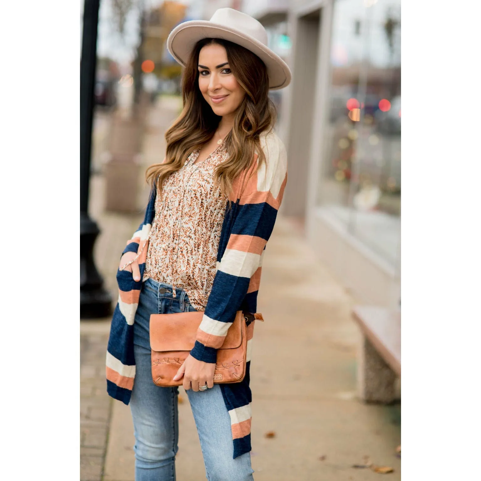 Heathered Striped Tissue Tunic Cardigan