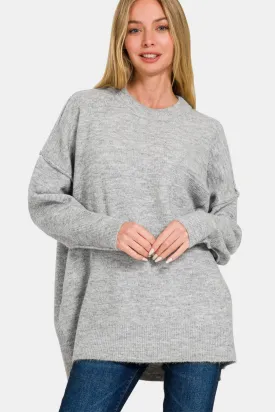 High-Low Hem Drop Shoulder Sweater