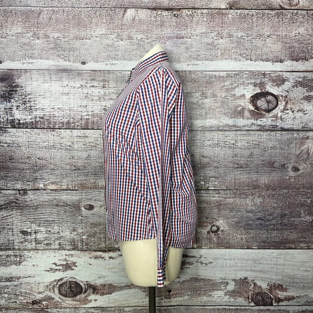 HILDITCH & KEY RED BLUE CHECKERED BUTTON UP SIZE 14 TCC