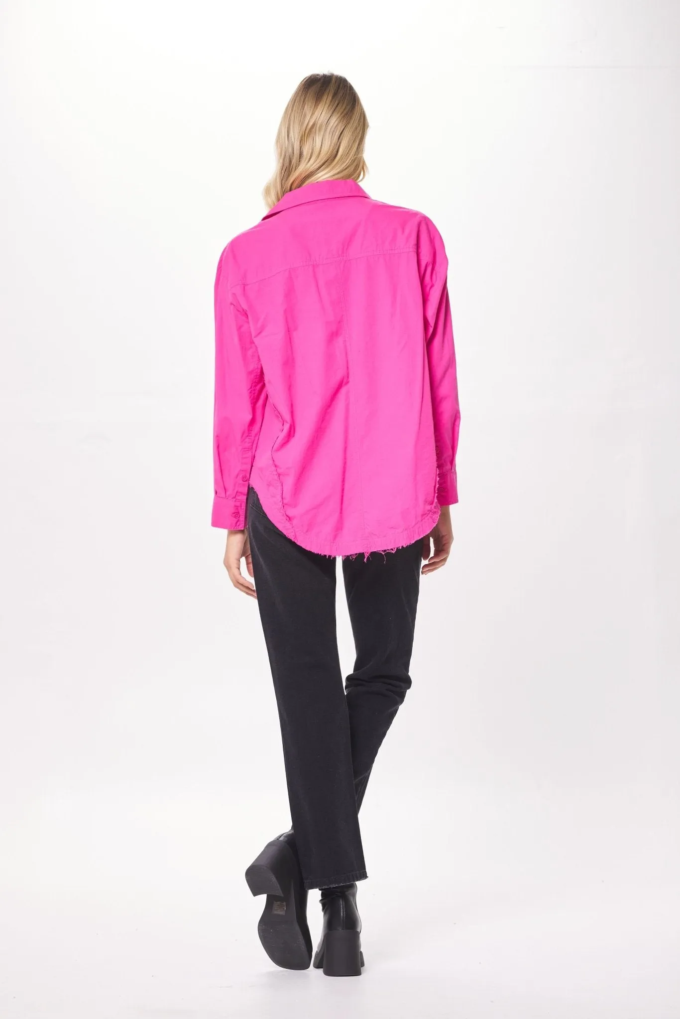 Hot Pink Poplin Button Up Shirting