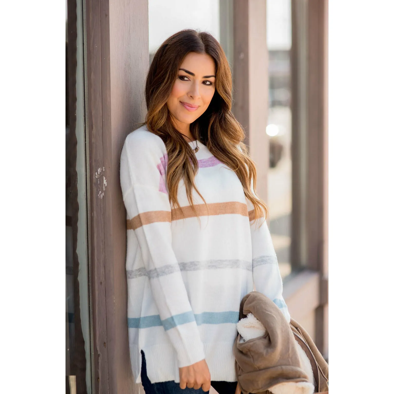 Ivory Chic & Stylish Striped Sweater