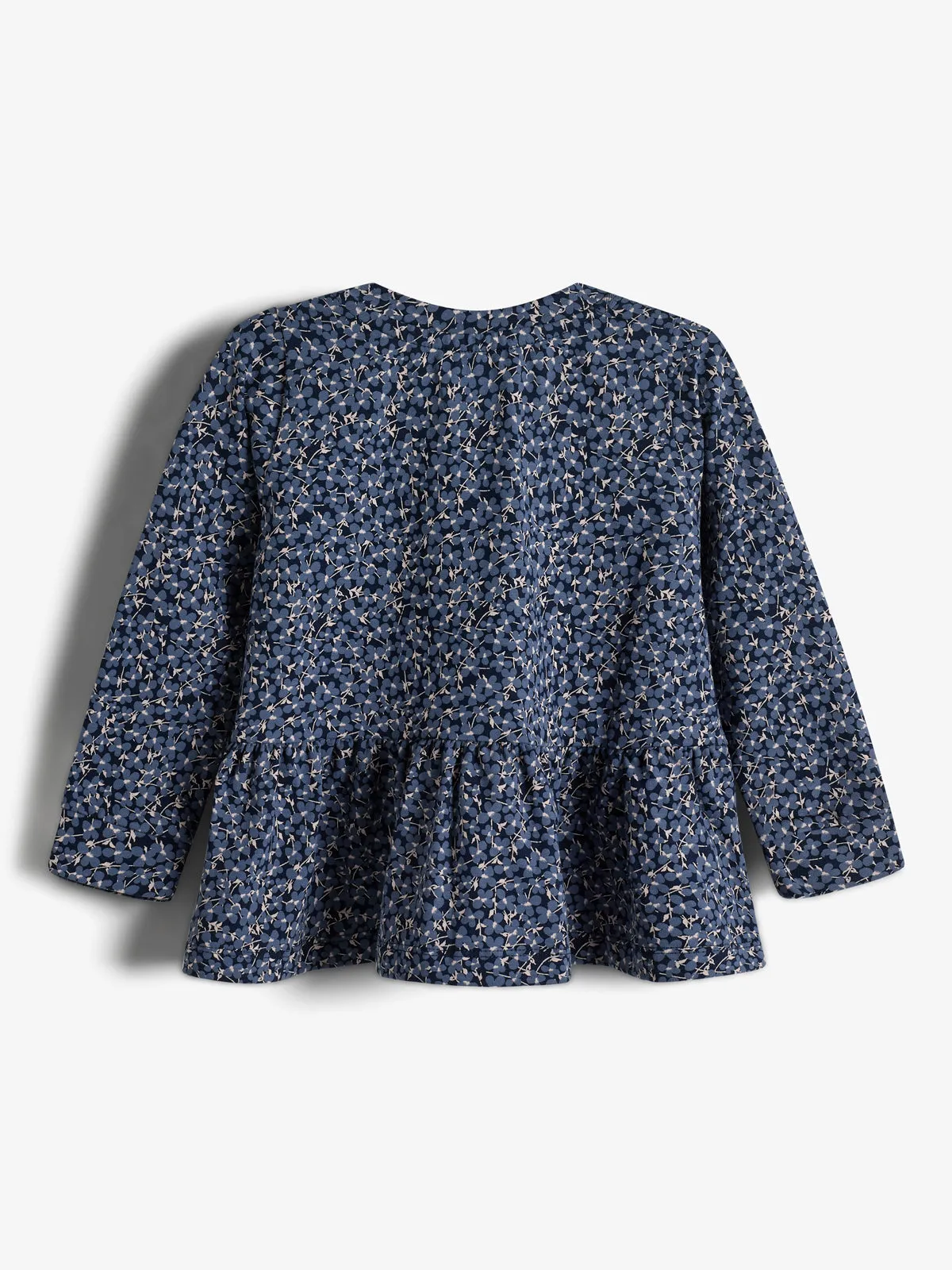 Jersey Peplum Blouse w. Ditsy Print - Little - Blue