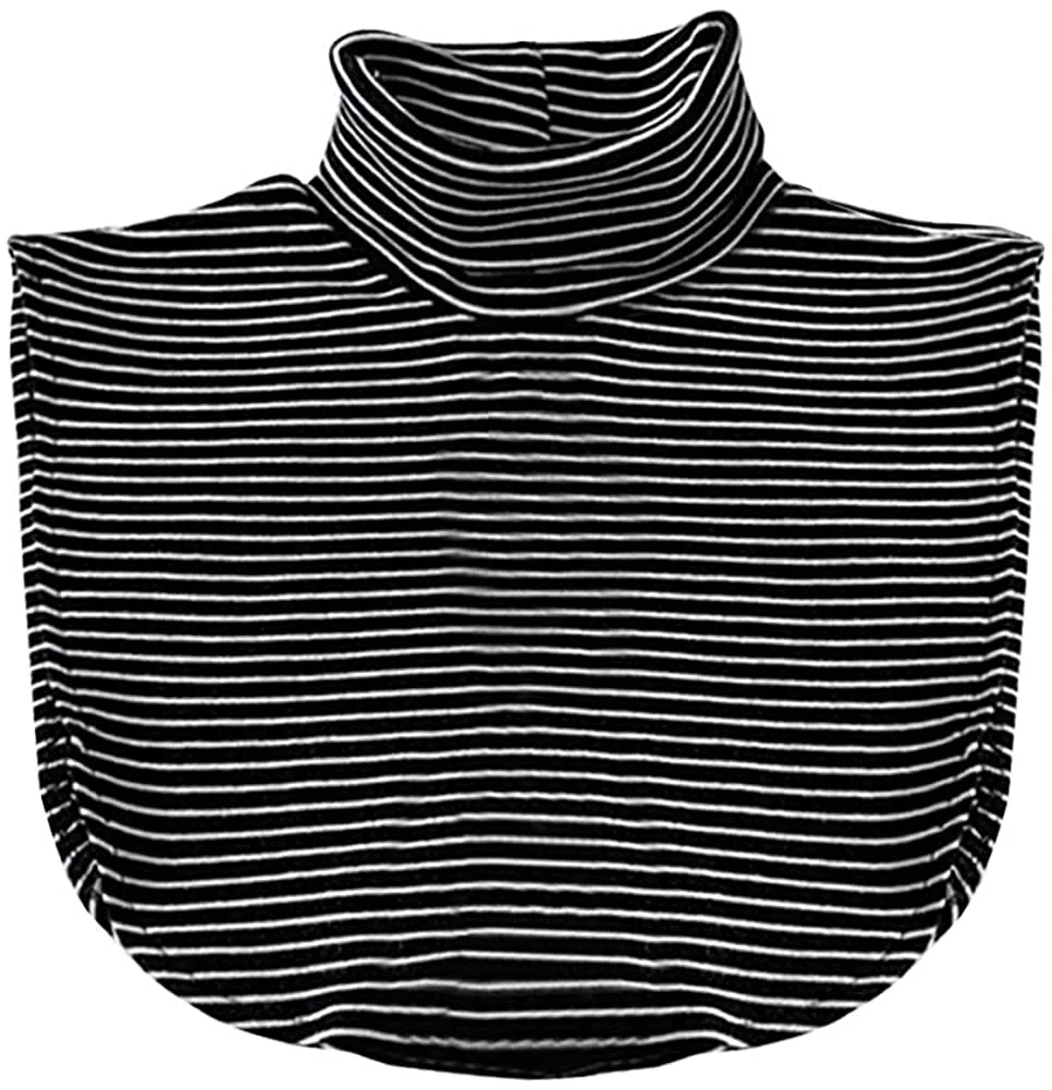 Joyci Women's Solid Stripe Turtleneck Dickey Collar Wear Outer or in Sweater Hoodie High Neck Mock Collar